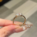 East West Oval Half Bezel Solitaire Ring | Lab Grown Diamond | 14K Yellow Gold Modern Minimalist