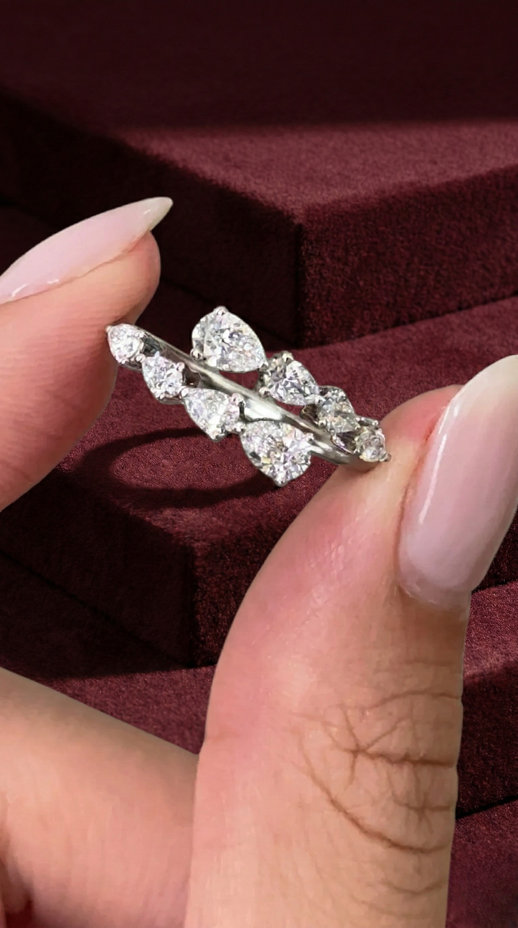 Pear Lab Grown Diamond Twist Ring, Pear Diamond Bypass Ring, 1 Carat Pear Diamond Ring, Leaf Diamond Ring, Unique Engagement Ring