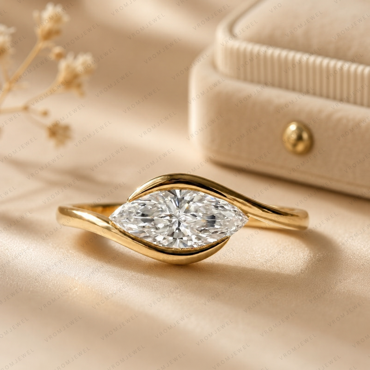 Marquise Diamond Engagement Ring, Marquise Lab Grown Diamond Ring, Solitaire Diamond Ring, Gold Marquise Ring, Minimalist Promise Ring
