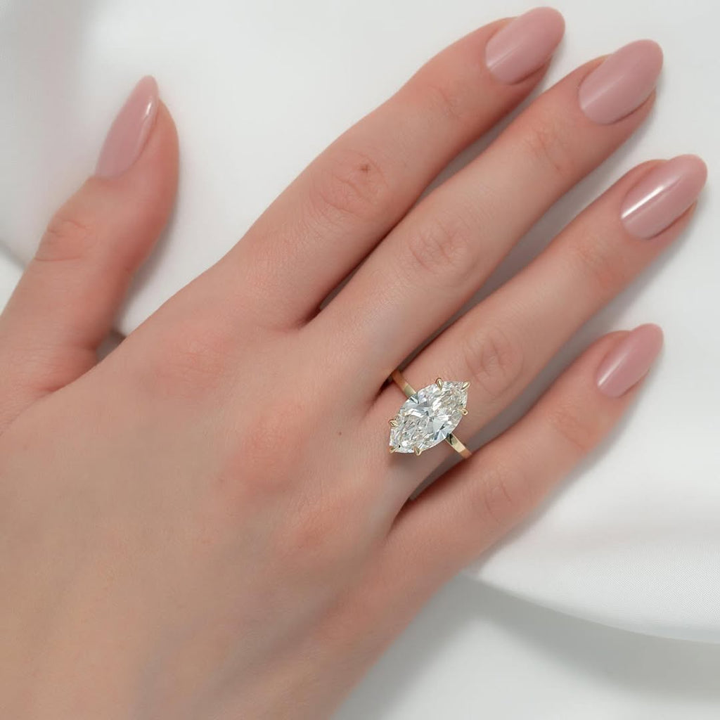 5CT Marquise Cut Ring Modern Solitaire | Lab Grown Diamond | 14K Yellow Gold