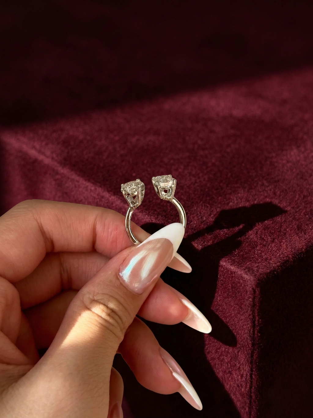 Pear & Emerald Lab Grown Diamond Toi et Moi Ring, Two Stone Diamond Engagement Ring, Pear Emerald Diamond Ring, Unique Engagement Ring