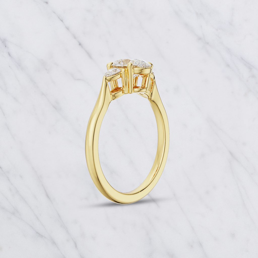 Lab Diamond Engagement Ring: 1.00ct Oval, Pear Side Stones