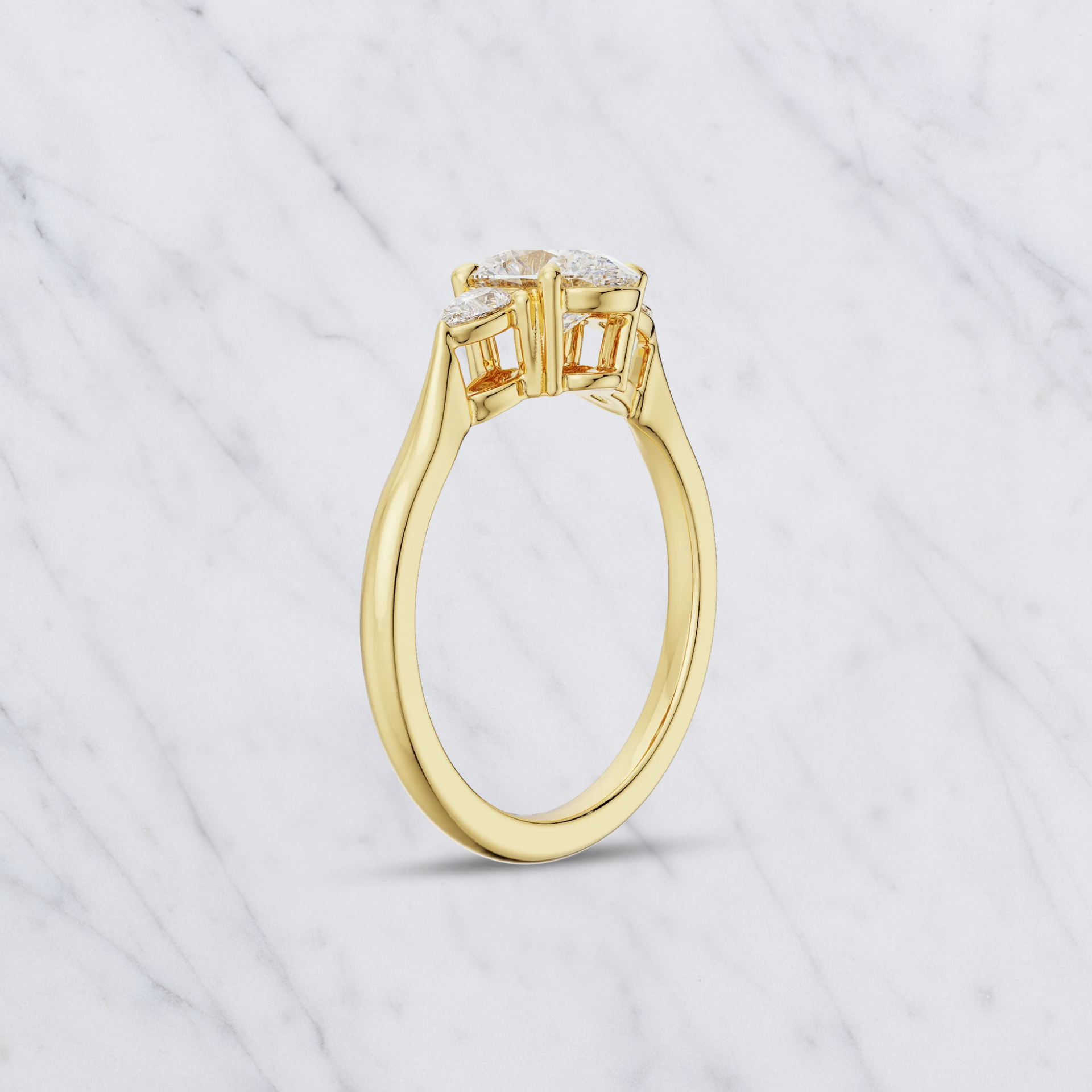 Lab Diamond Engagement Ring: 1.00ct Oval, Pear Side Stones