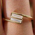 Baguette Diamond Ring, Baguette Lab Grown Diamond Ring, Minimalist Diamond Ring, Solitaire Gold Ring, Modern Engagement Ring