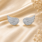 Angel Wings Stud Earrings, Lab Grown Diamond Wing Earrings, Guardian Angel Earrings, Solid Gold Stud Earrings, Minimalist Diamond Earrings