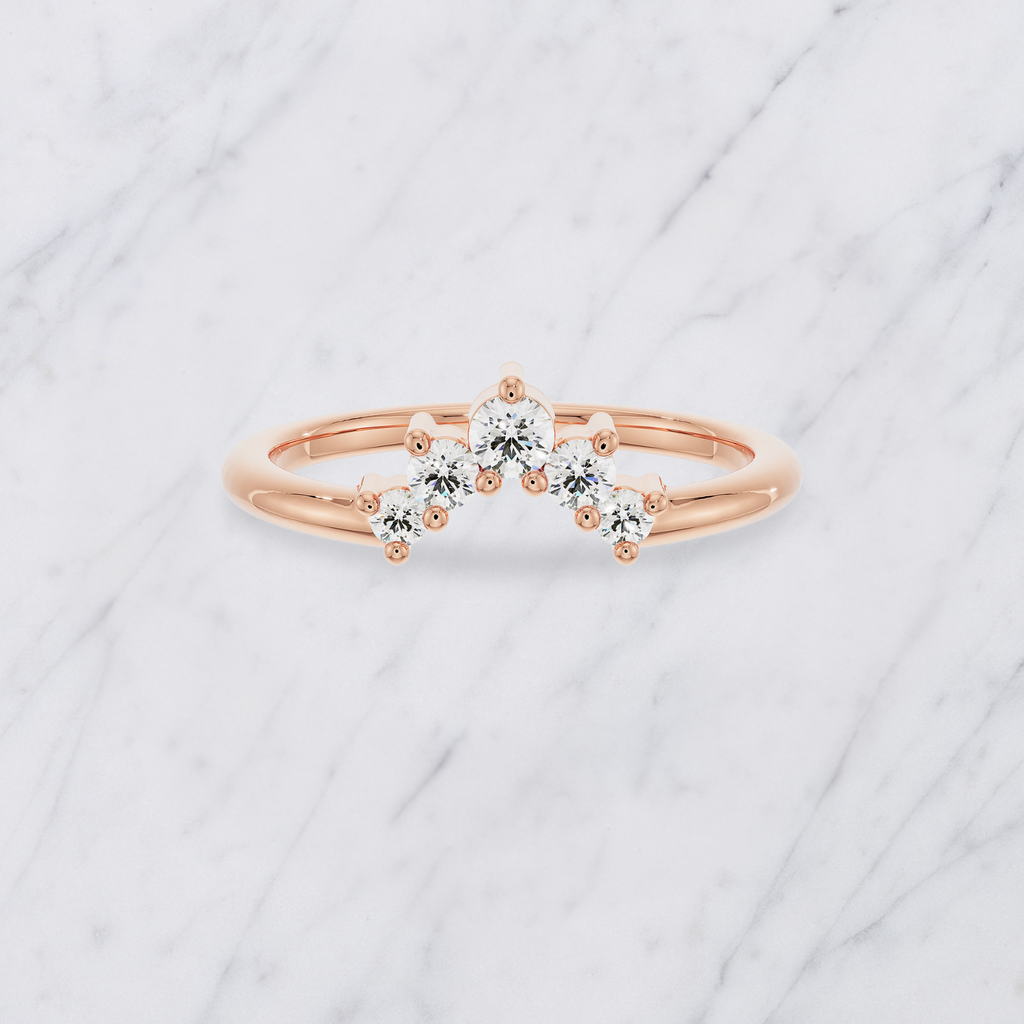 Curved Lab Grown Diamond Band with Round Stones – Bridal Ring