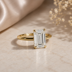 Radiant Cut Lab Grown Diamond Solitaire Engagement Ring in Solid 14K Gold
