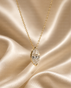 Marquise Cut Pendant Necklace | Lab Grown Diamond | 14K Yellow Gold Minimalist