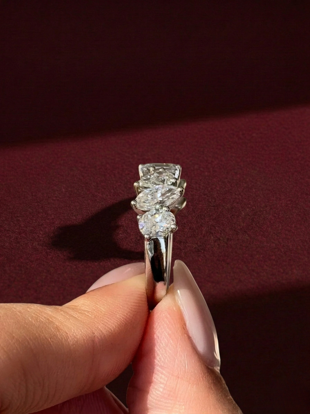 Multi Shape Lab Grown Diamond Ring, Pear Marquise Oval Emerald Diamond Band, 2.31 Carat Fancy Shape Diamond Ring, Unique Anniversary Ring