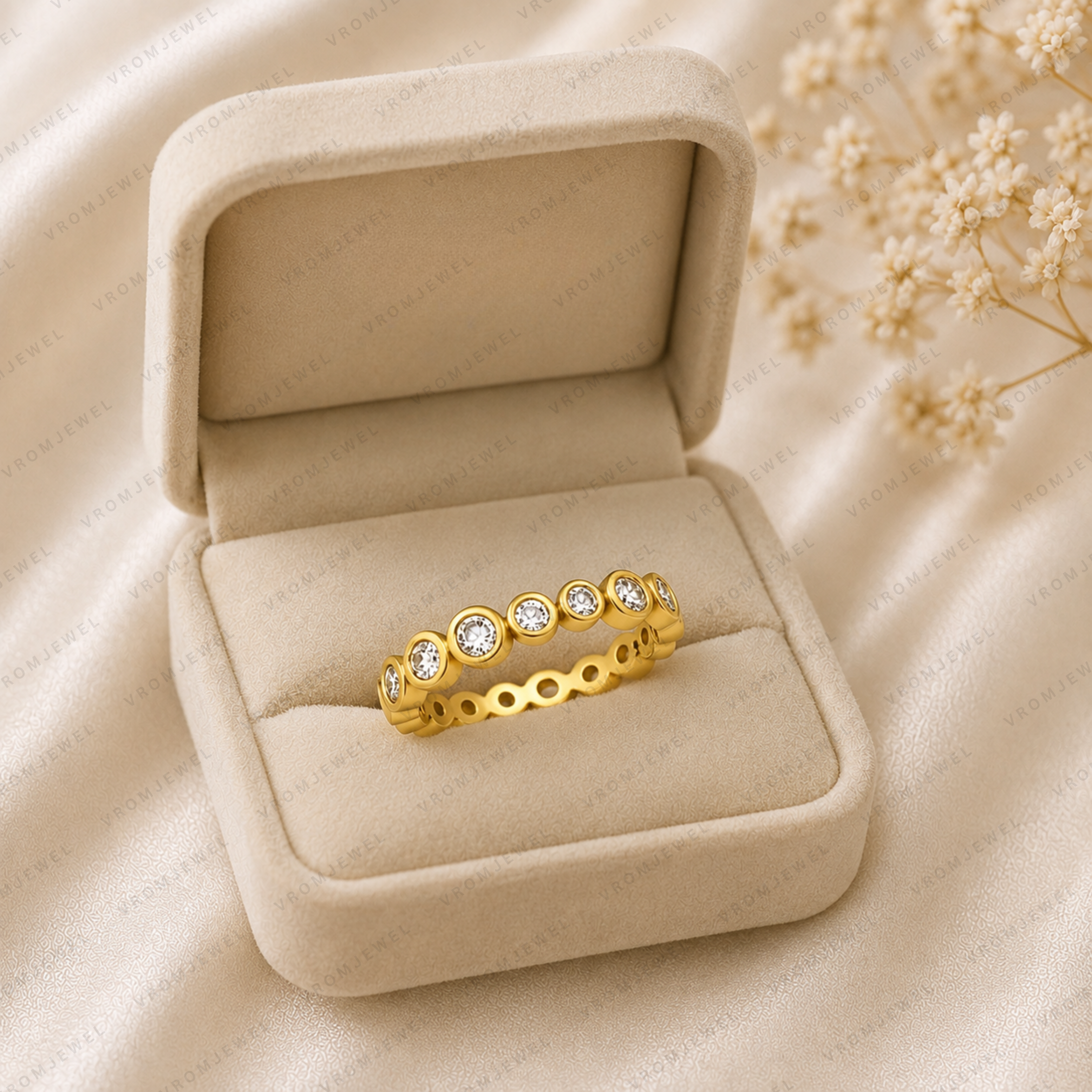 Diamond Eternity Ring | Lab Grown | Bezel Set | 14K Gold Stacking Band
