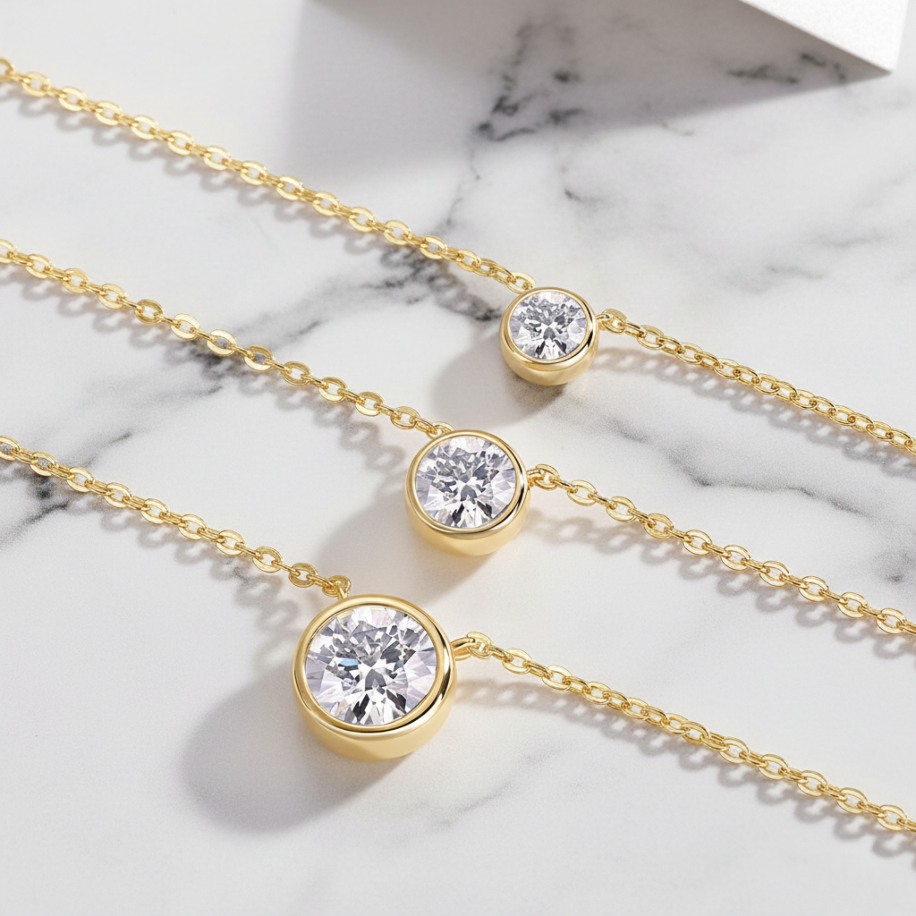 Dainty Round Pendant Necklace Bezel Set | Lab Grown Diamond | 14K Yellow Gold Classic Style