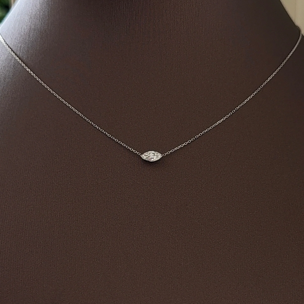 Marquise East West Pendant Necklace | Lab Grown Diamond | 14K Yellow Gold Minimalist