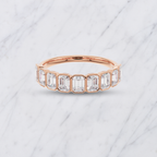 Emerald Cut Lab Grown Diamond Bezel Set Wedding Band in Solid 14K Gold