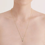 Minimal Box Pendant Necklace | Lab Grown Diamond | 14K Yellow Gold Rectangle Drop Design