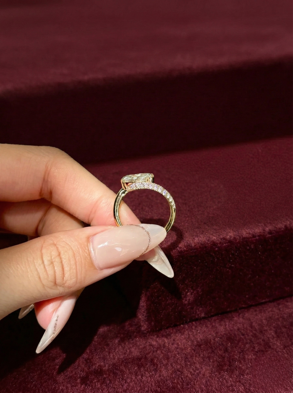 Marquise Lab Grown Diamond Engagement Ring, Modern Bypass Diamond Ring, 14K Yellow Gold Marquise Ring, Unique Diamond Engagement Ring
