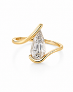 2 CT Pear Step Cut Lab Grown Diamond Ring | Geometric Wrap Design | Modern Sculptural Engagement Ring | 14K Gold
