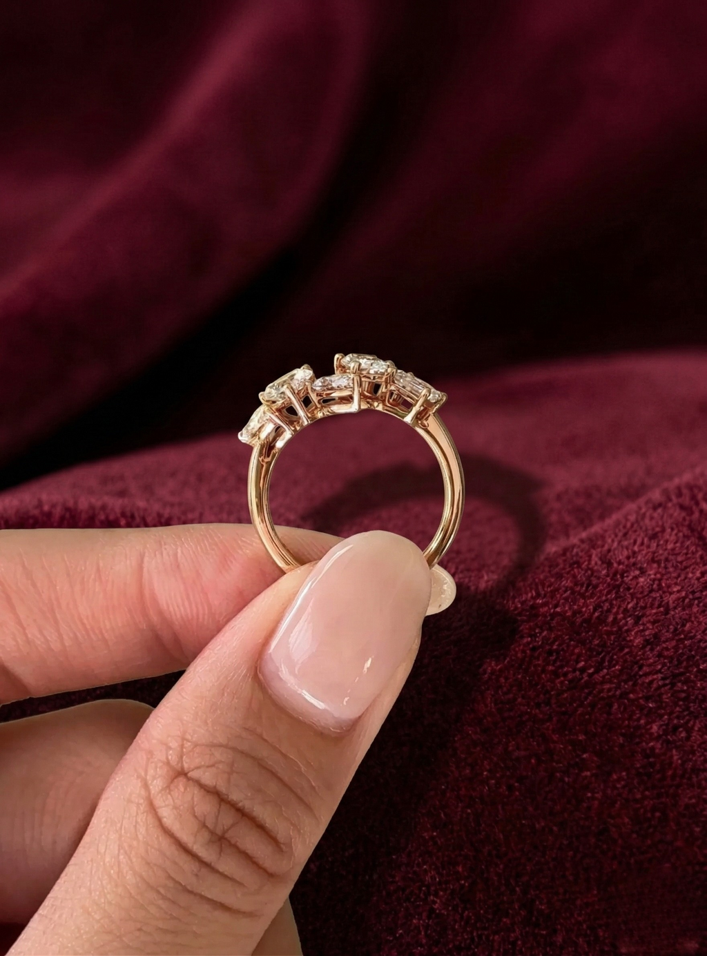 Multi Shape Lab Grown Diamond Ring, Marquise Heart Pear Oval Emerald Diamond Ring, 1.60 Carat Fancy Shape Diamond Band, Unique Diamond Ring