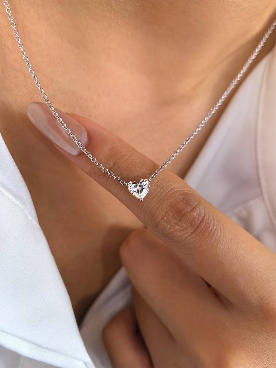 Dainty Heart Pendant Necklace | Lab Grown Diamond | 14K Yellow Gold Minimal Style