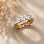 Lab Grown Diamond Eternity Band: 14K Gold Alternating Round & Baguette Anniversary Ring