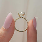 4.5CT Radiant Cut Ring with Side Accents and Hidden Halo | Lab Grown Diamond | 14K Yellow Gold