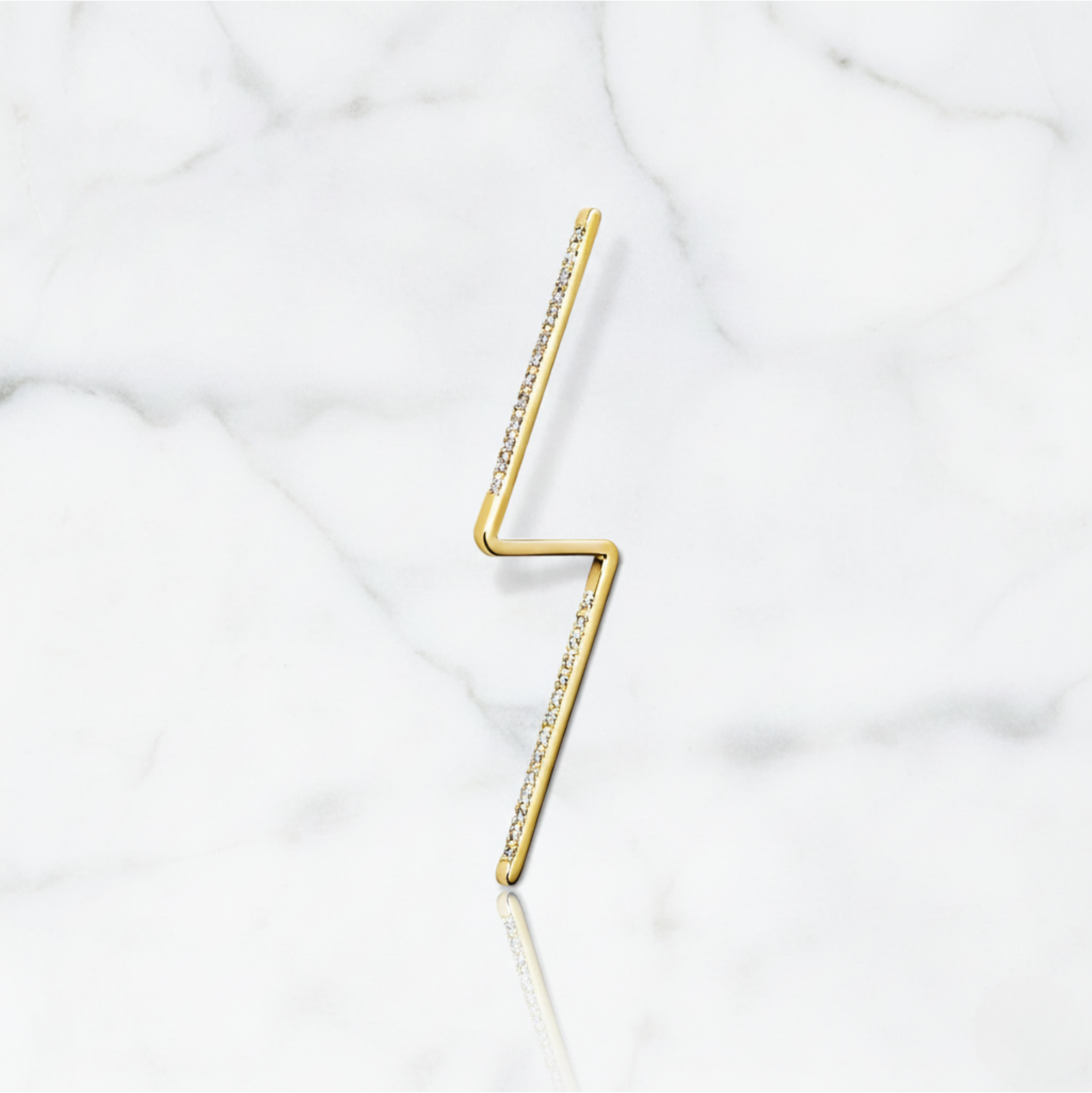 Linear Zig Zag Earring Lightning Design | Lab Grown Diamond | 14K Yellow Gold