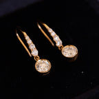 Drop Earrings Bezel Set Dangle | Lab Grown Diamond | 14K Yellow Gold Art Deco Style