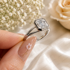 Asscher Cut Lab Grown Diamond Engagement Ring, Bezel Set Solitaire Ring, F Color Diamond, IGI Certified, 10K 14K 18K Gold