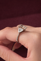Pink Radiant Diamond Engagement Ring, Three Stone Diamond Ring with Trillion Side Stones, Unique Pink Diamond Ring, Luxury Engagement Ring