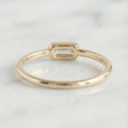 Bullet Cut East West Bezel Set Solitaire Ring | Lab Grown Diamond | 14K Yellow Gold