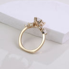 Modern Marquise Solitaire Ring with Side Accent Diamonds | Lab Grown Diamond | 14K Yellow Gold