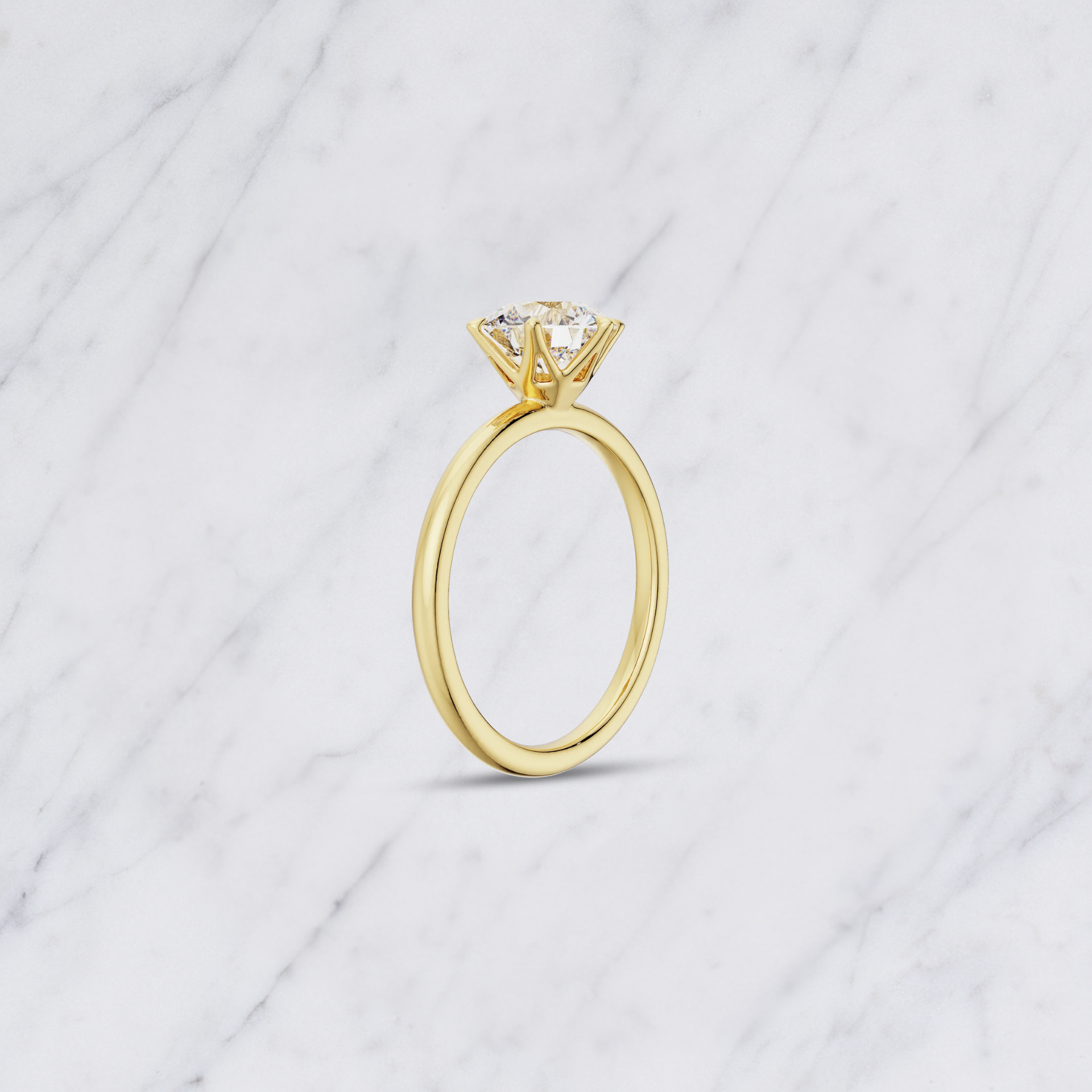 Elegant Round Lab Grown Diamond Engagement Solitaire Ring in Solid 14K Gold