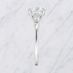 Round Engagement Ring | Lab Grown Diamond | Tapered Baguette Side Stones | 14K Yellow Gold