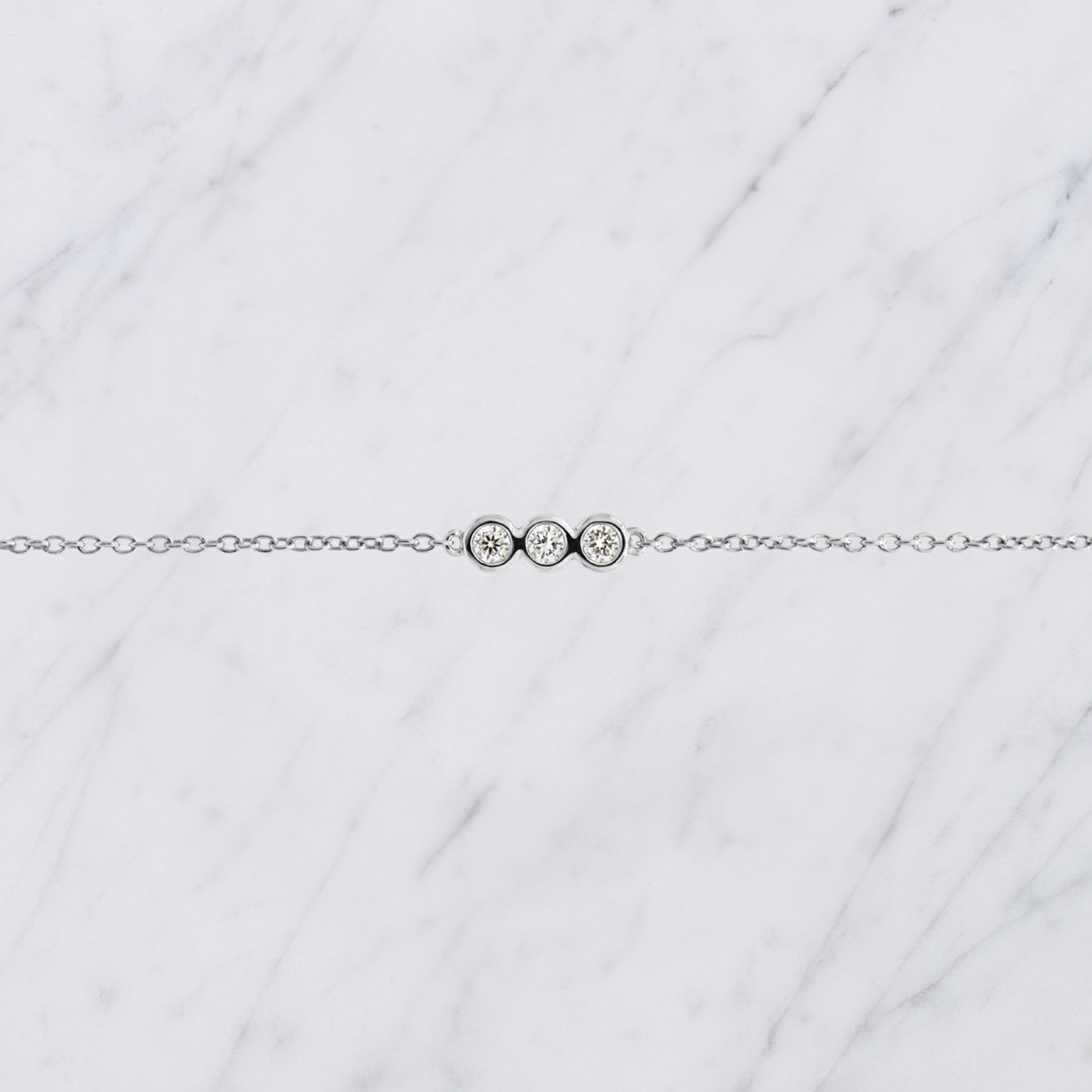 Dainty Trio Round Lab Grown Diamond Bracelet in Solid 14K Gold