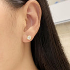 Modern Bezel Stud Earrings Round Cut | Lab Grown Diamond | 14K Yellow Gold