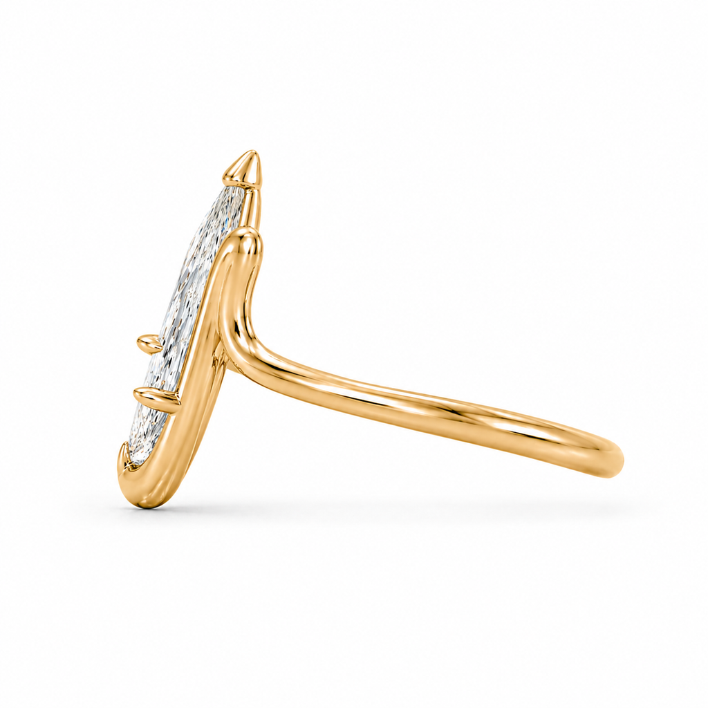 2CT Pear Step Cut Lab Grown Diamond Ring | Sculptural Wrap Design | Modern Engagement Ring | 14K Gold Proposal Ring