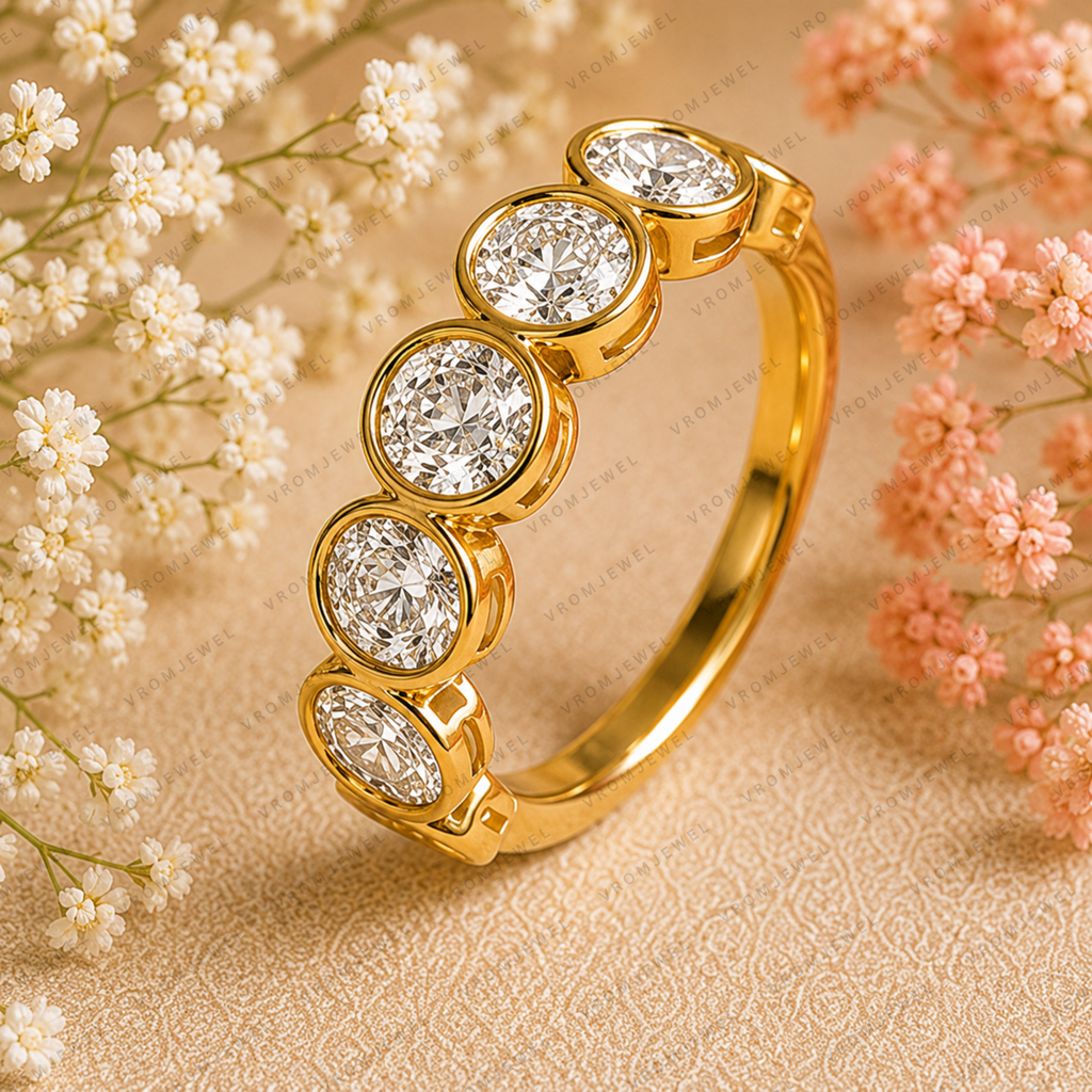 Seven Stone Oval Lab Grown Diamond Anniversary Band in Solid 14K Gold