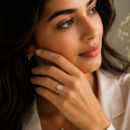 Emerald Cut Lab Grown Diamond Multi Prong Solitaire Ring in Solid 14K Gold