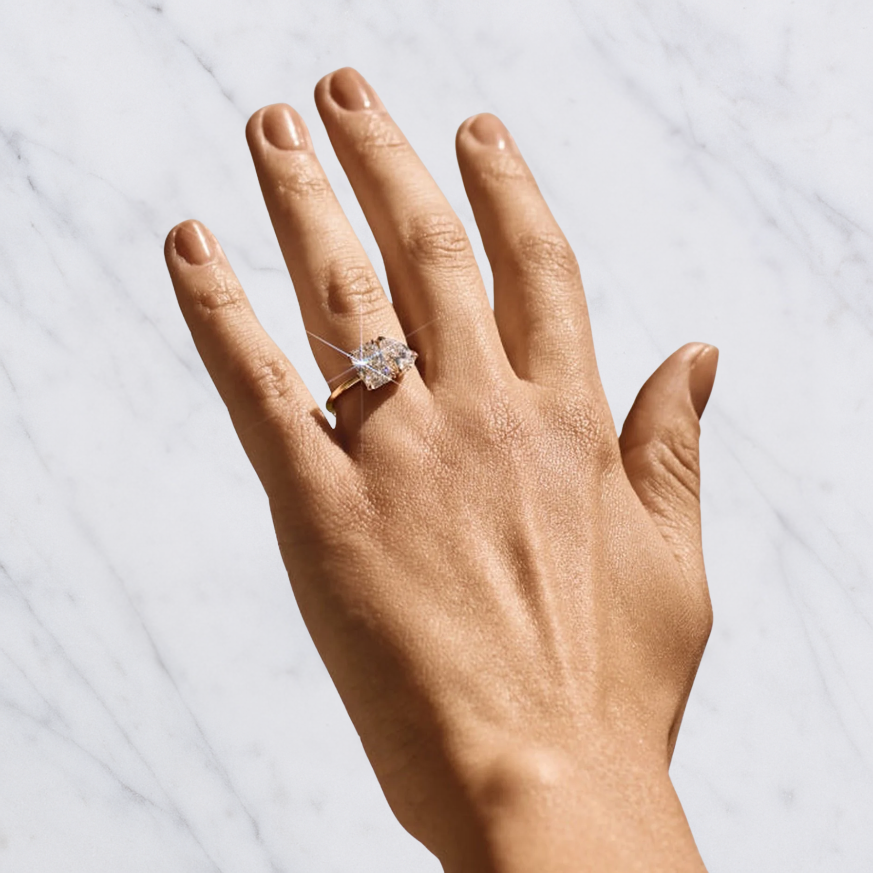 Toi et Moi Radiant and Pear Lab Grown Diamond Engagement Ring in Solid 14K Gold