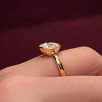 Cushion Cut Diamond Bezel Engagement Ring, Cushion Diamond Solitaire Ring, Bezel Set Cushion Diamond Ring, Minimalist Gold Engagement Ring.