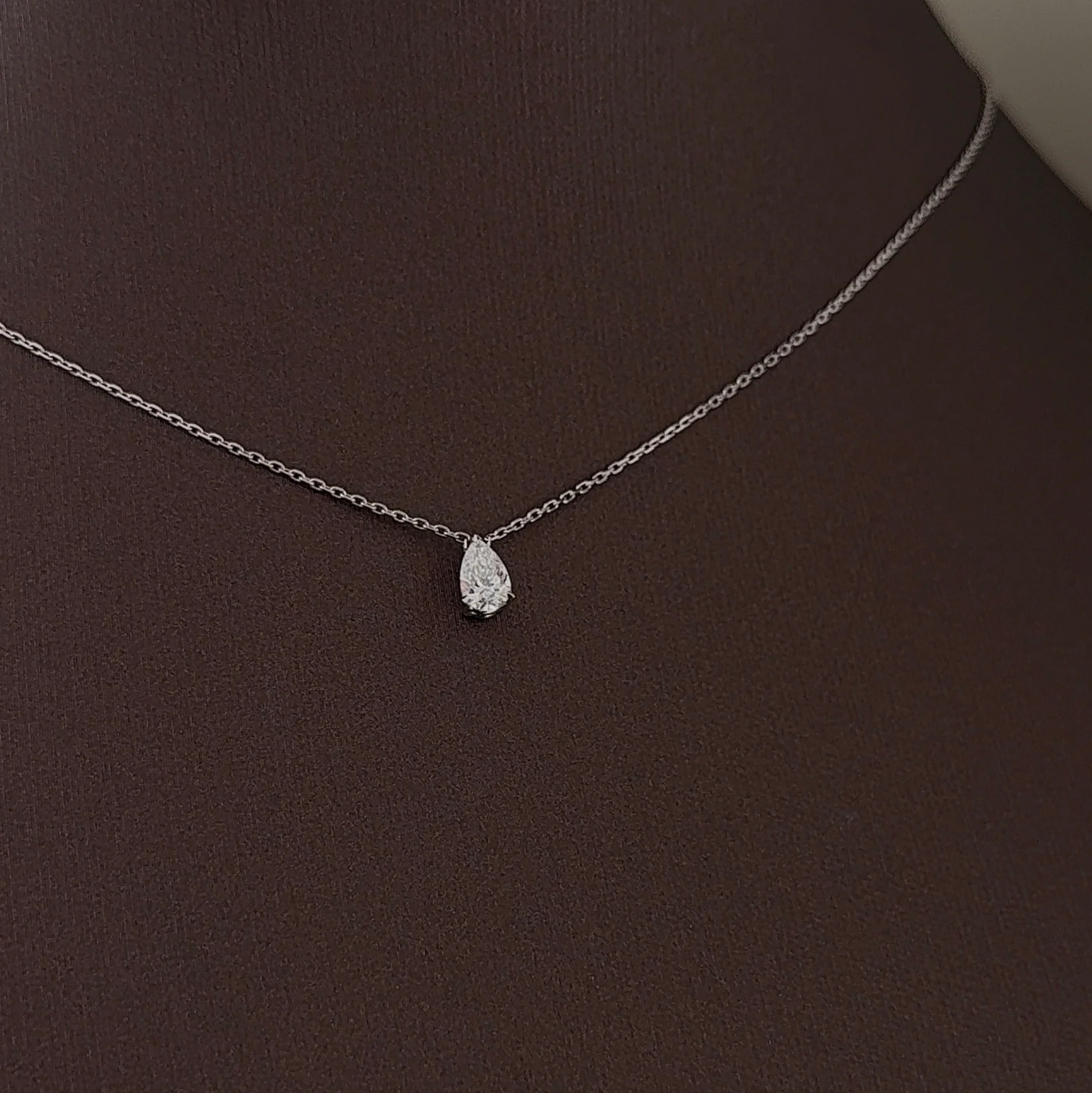 Pear Cut Pendant Necklace | Lab Grown Diamond | 14K Yellow Gold Minimalist
