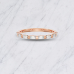 Baguette Lab Grown Diamond Wedding Band: Minimalist Half Eternity Stacking Ring