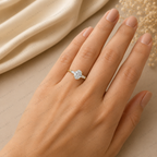 Oval Engagement Ring | Lab Grown Diamond | Tapered Baguette Side Stones | 14K Yellow Gold