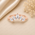 Curved Lab Grown Diamond Band with Pear Stones – Bridal Ring