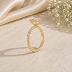 Round Shape Lab Grown Diamond Halo Engagement Ring in Solid 14K Gold