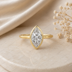 Marquise Cut Lab Grown Diamond Bezel Set Solitaire Ring in Solid 14K Gold