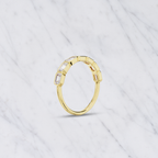 Emerald Cut Lab Grown Diamond East West Bezel Set Wedding Band in Solid 14K Gold