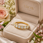Emerald Cut Lab Grown Diamond Wedding Band: East-West Bezel Set