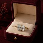 Toi et Moi Radiant and Pear Lab Grown Diamond Engagement Ring in Solid 14K Gold