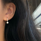 Drop Earrings Bezel Set Dangle | Lab Grown Diamond | 14K Yellow Gold Art Deco Style