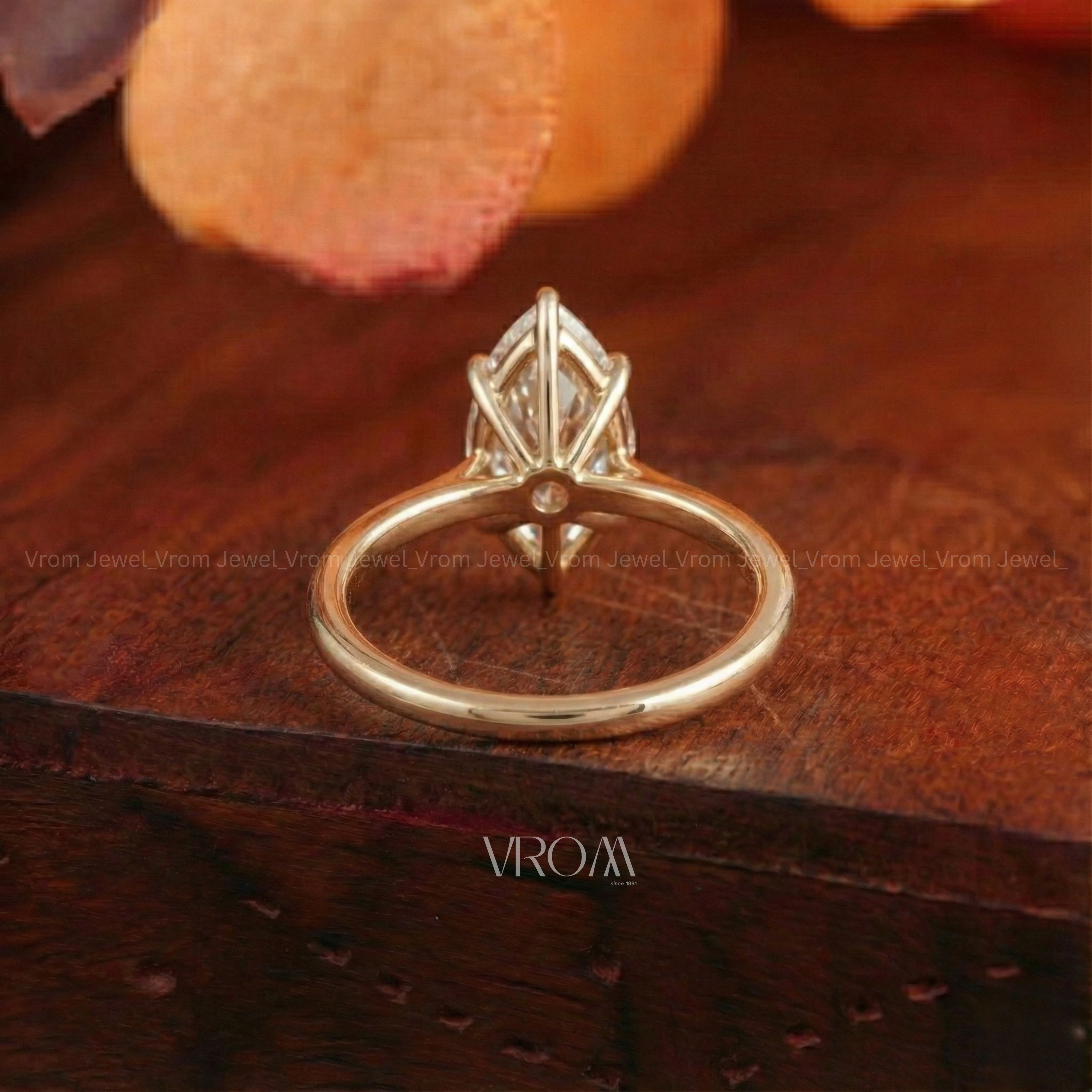 3ct Marquise Solitaire Engagement Ring | Lab Grown Diamond | 14k Yellow Gold